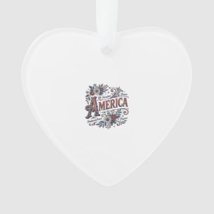 Adorno Diseño de camisa floral patriótica Vintage Merica_