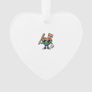Adorno Diseño de camiseta de béisbol de corazón de arcoír