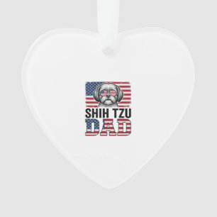 Adorno Diseño de camiseta de perro patriótico Shih Tzu Da