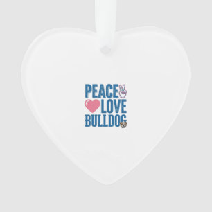 Adorno Diseño de camiseta de perro vintage de amor paz bu