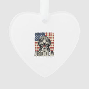 Adorno Diseño de camiseta de perro vintage patriota Aussi