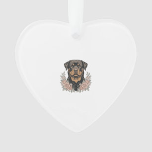 Adorno Diseño de camiseta de retrato floral de Rottweiler