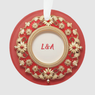 Adorno Diseño de Círculo Floral Dorado Ornamentado