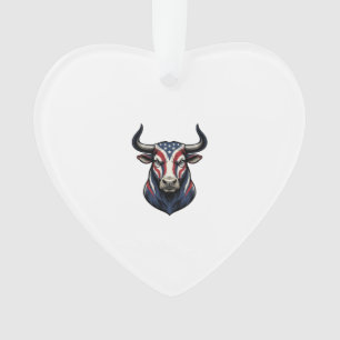 Adorno Diseño de grabado vintage de cabeza de toro patrió