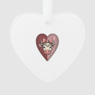 Adorno Diseño de grabado vintage de corazón de vaca lindo