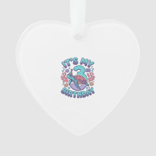 Adorno Diseño de grabado vintage de tortuga para 3er cump