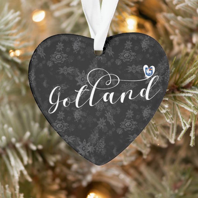 Adorno Diseño de guiones cardíacos con bandera de Gotland (Árbol)