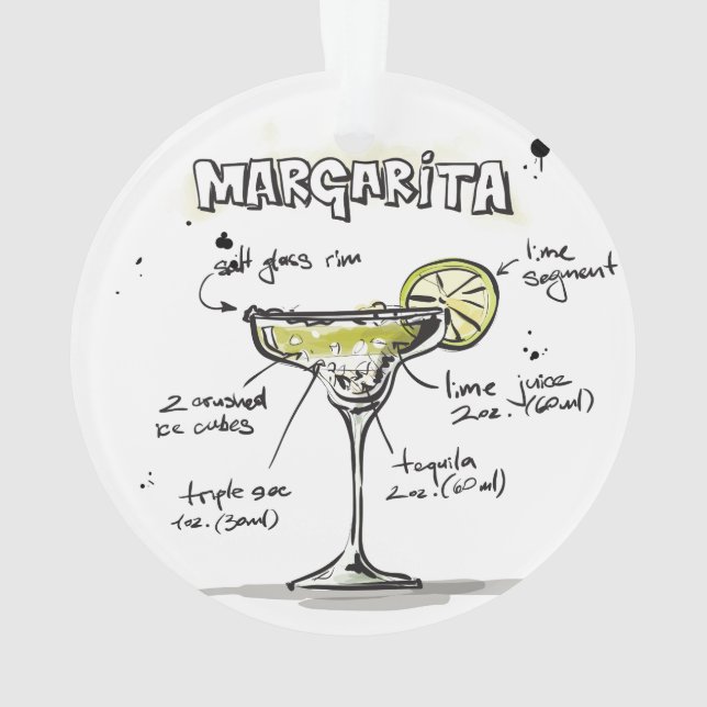 Adorno Diseño de la receta de la bebida de Margarita (Reverso)