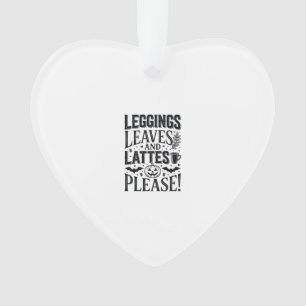 Adorno Diseño de Leggings Hojas Lattes Halloween Otoño Ca