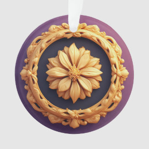 Adorno Diseño de Medallón Floral Dorado Ornamentado