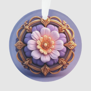 Adorno Diseño de Medallón Floral Dorado Ornamentado