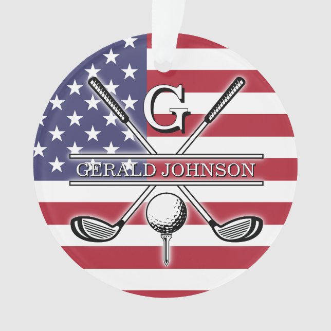 Adorno Diseño de Monograma de Golf Bandera Americana (Anverso)