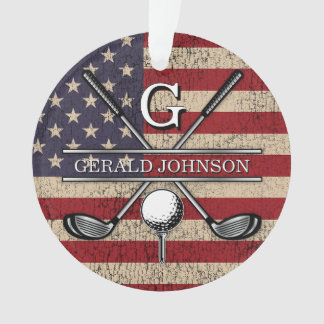 Adorno Diseño de Monograma de Golf Bandera Americana