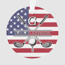 Adorno Diseño de Monograma de Golf Bandera Americana