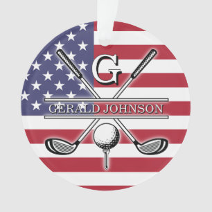 Adorno Diseño de Monograma de Golf Bandera Americana