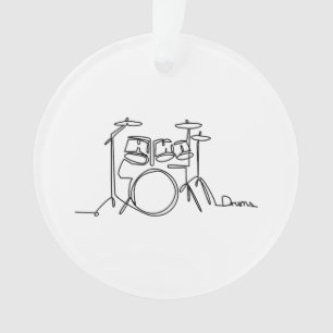 Adorno Diseño de música de baterista Tambores de una líne