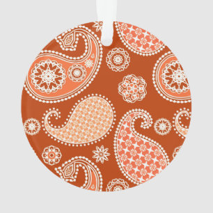 Adorno diseño de Paisley, naranja mandarina y blanco