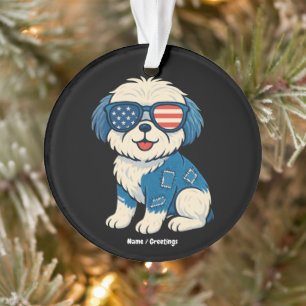 Adorno Diseño de perros Mascotas de Denim Funny Retro