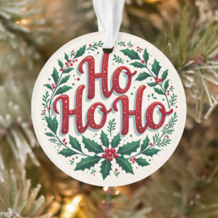 Adorno Diseño tipográfico de corona de Navidad Ho Ho Ho