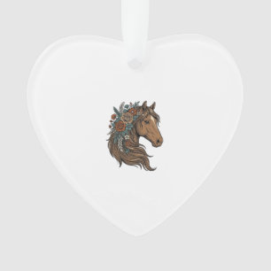 Adorno diseño vectorial de cabeza de caballo floral vinta