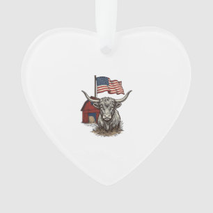 Adorno Diseño vectorial de vaca Longhorn patriótica y gra