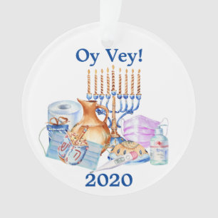 Adorno Divertido Hanukkah Covid Acuarela Cuarentena 2020