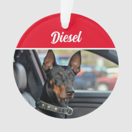 Adorno Doberman Pinscher con nombre y foto Navidad