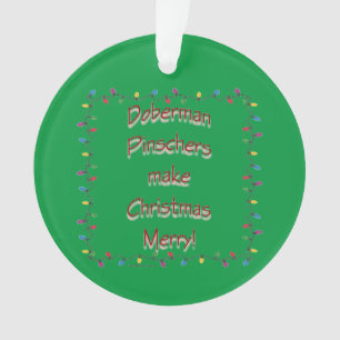 Adorno Doberman Pinschers Navidades Merry Keychain