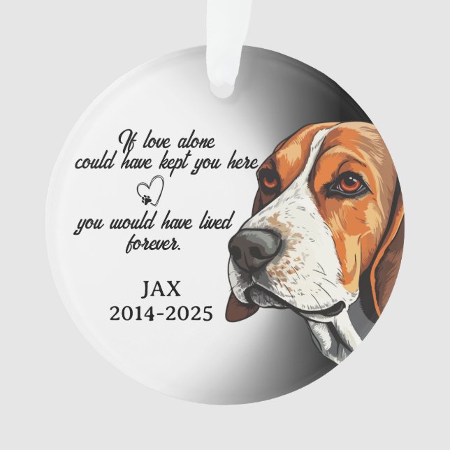Adorno Dog Photo Ornament, Dog Memorial, Beagle. (Anverso)