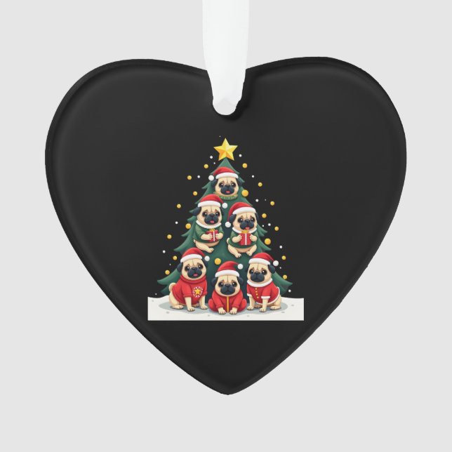 Adorno Dog Pugs Christmas Tree Cute Xmas (4) (Anverso)