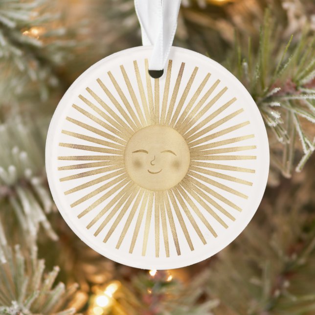 Adorno Dorado Sol Celestial Feliz Sunshine Boho Moderno  (Árbol)