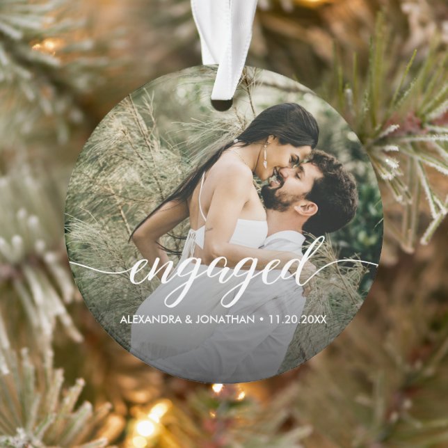 Adorno Double sided Engaged couple Photo Custom  (Árbol)