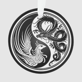 Adorno Dragón blanco y negro Phoenix Yin Yang