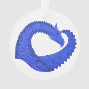Adorno Dragón de corazón azul sobre blanco