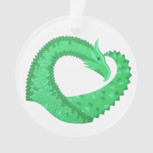 Adorno Dragón del corazón verde sobre blanco