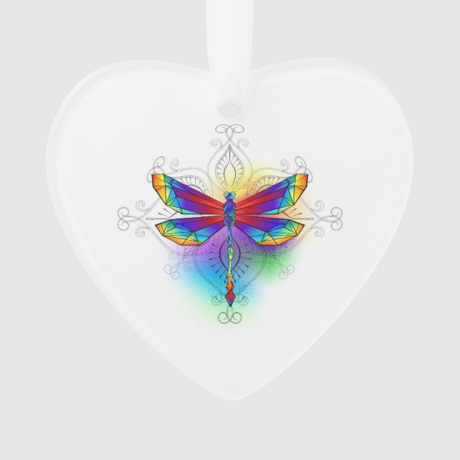 Adorno Dragón poligonal arcoiris (Anverso)