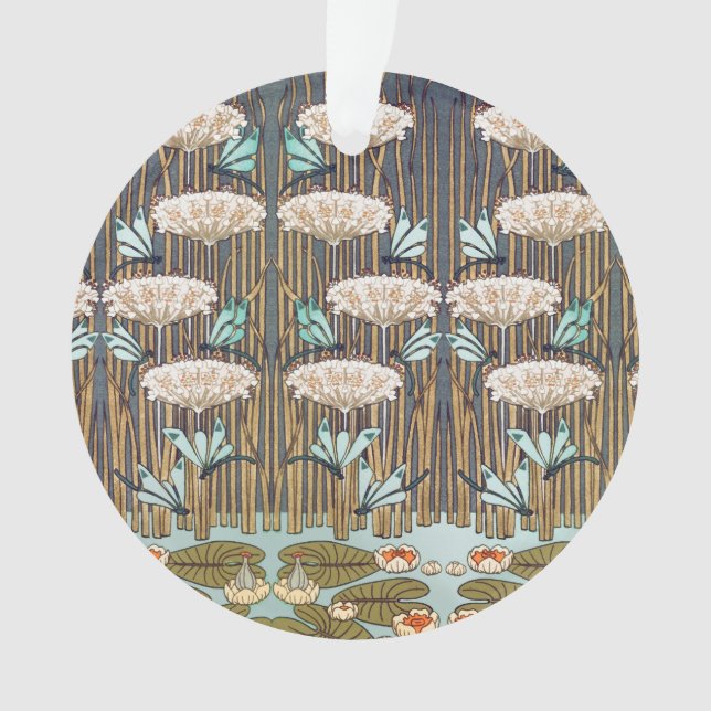Adorno Dragonflies Water Lilies Marsh Art Nouveau (Anverso)