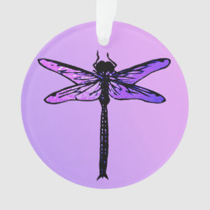 Adorno Dragonfly japonés vintage, amethyst morple