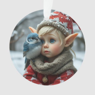 Adorno Duende de Navidad con petirrojo