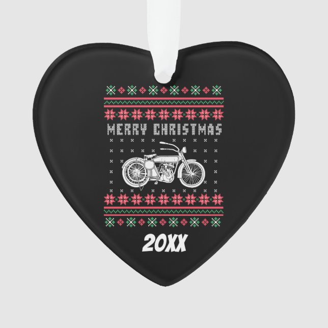 Adorno Dulce de motocicleta de época Navidades feos (Anverso)