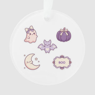 Adorno Dulce Fantasma Murciélago Calabaza Luna Rosa Púrpu
