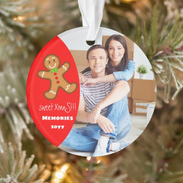 Adorno dulce XmaS jingerbread man Texto editable-Rojo (Árbol)