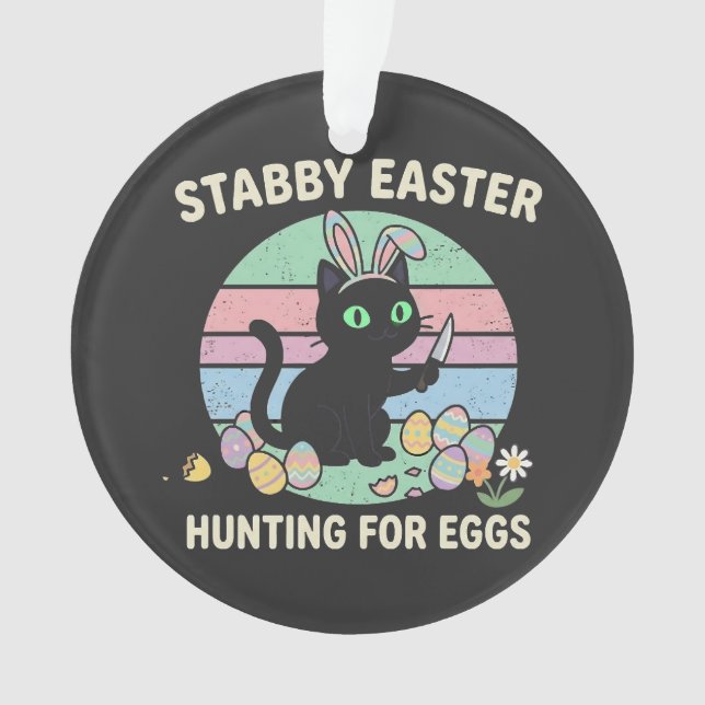 Adorno Easter Hunting For Eggs Funny Cat (Anverso)