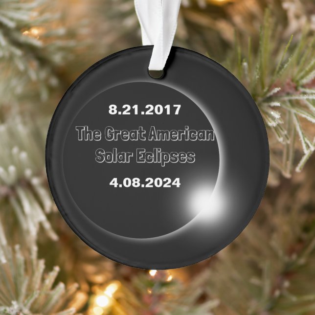 Adorno Eclipse solar de doble fecha 2024 y 2017 (Árbol)