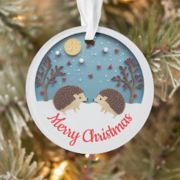 Adorno Efecto de quilling 2 erizos en Navidad