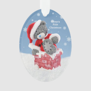 Adorno El 1r navidad del bebé, oso de peluche de Santa