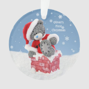 Adorno El 1r navidad del bebé, oso de peluche de Santa