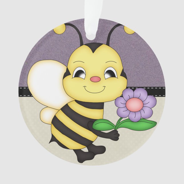 Adorno El amarillo retro manosea la abeja (Anverso)