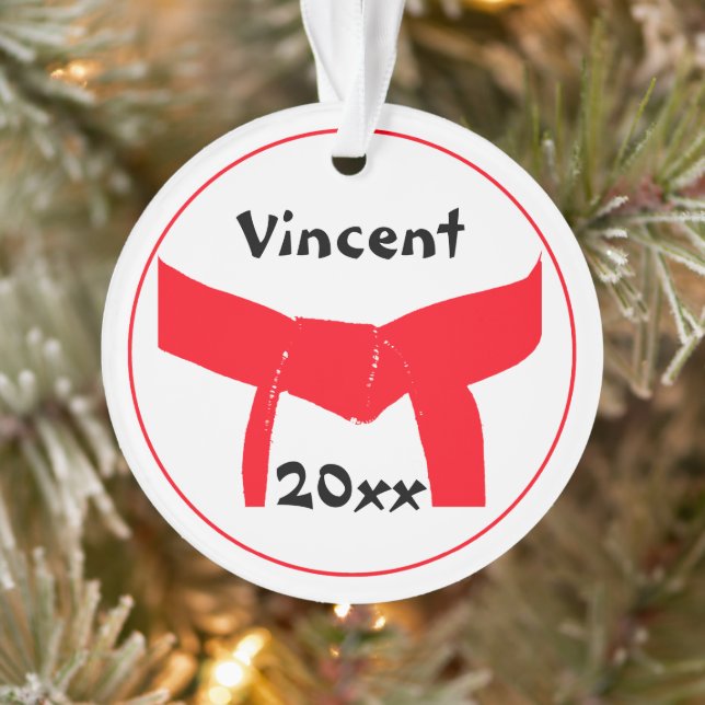 Adorno El cinturón rojo de las artes marciales con fecha (Árbol)