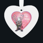 Adorno El día de San Valentín de renos<br><div class="desc">Desfile Animal Romántico de Renos Amor y Corazones Regalos y Accesorios del Día de San Valentín presenta nuestra divertida obra de arte de un lindo reno sosteniendo a un rosa de bonito en la boca con sus corazones púrpura, rojo y rosado en capas, creada por nuestro talentoso artista, Traci Van...</div>